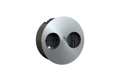 Bloco de tomadas para balcão IL600 - 1 SCHUKO + 2 USB