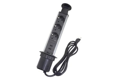 Bloco de tomadas para balcão Häfele 105S - 3 SCHUKO + 2 USB